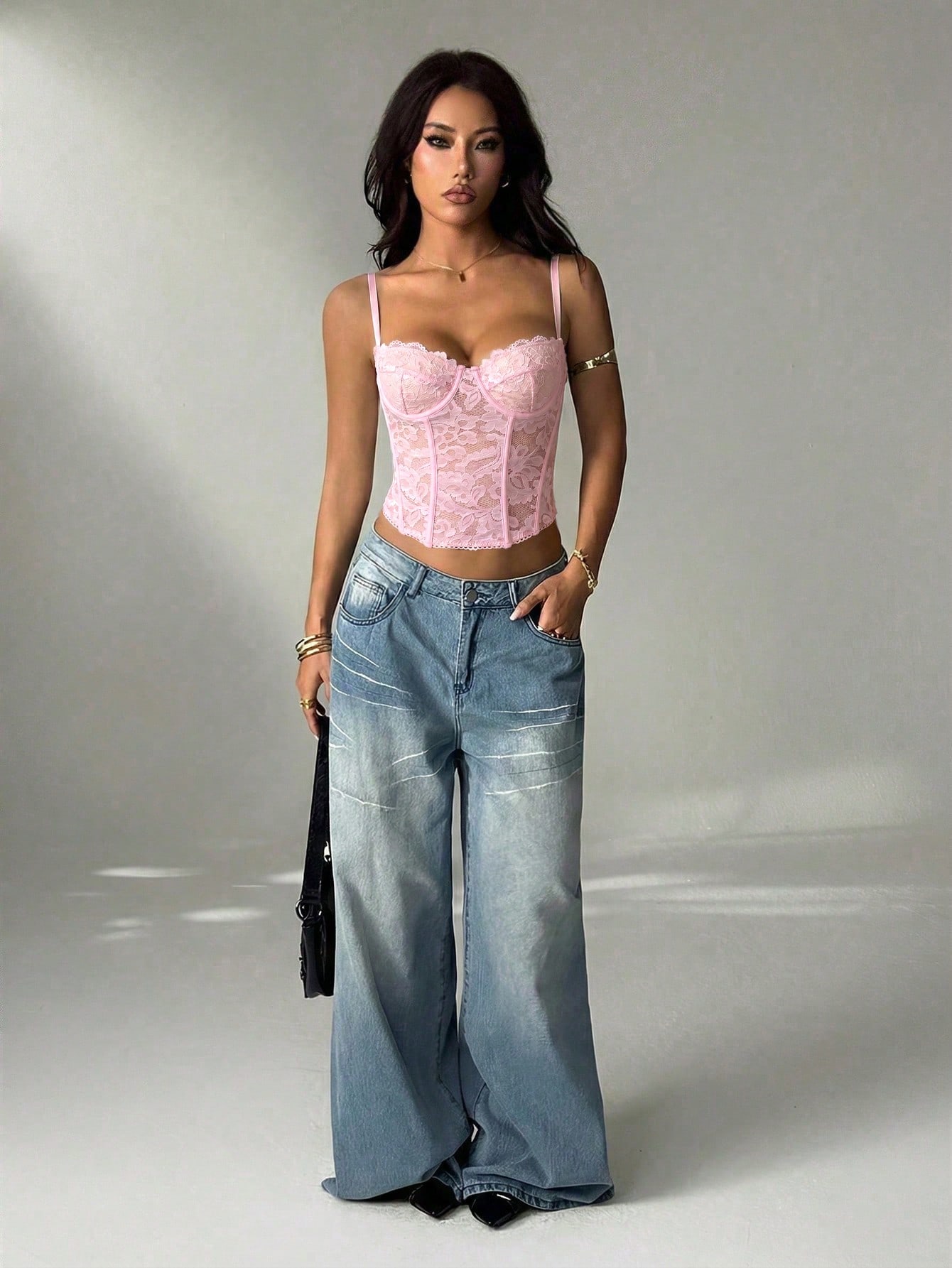 SHEIN 여성용 핑크 체크무늬 Y2K 여름 레이스 시어 캐미솔 탑, 파티 나이트 클럽 아웃핏, 코르셋 브라렛, 스트랩리스 탑, 귀여운 가을 레이어링, 페티트 여성