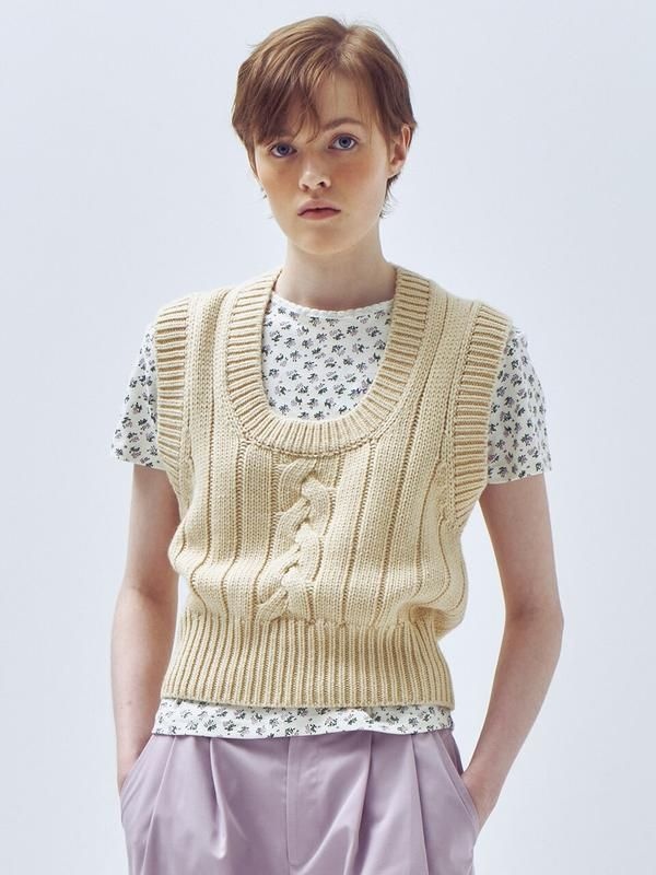 [오더먼트 바이 보카바카]Julie Butter Cable Vest VC2378KV003M