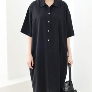 베라노바 린넨 블랜드 버튼업 원피스 (2color)*린넨이 블렌드된 내추럴한 소재감과 여유로운 펌킨 실루엣이 우아하게 어우러진  버튼업 원피스