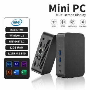 레노 뉴 미니 PC 게이머 컴퓨터 윈도우 11 인텔 N150 32GB 램 1/2TB SSD FHD 블루투스 WiFi6 타입-C 게이밍 오피스 4K HDMI