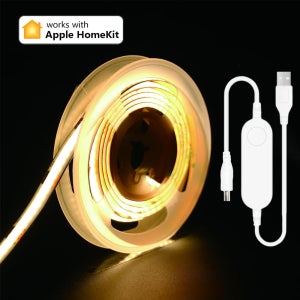 USB Homekit COB LED 스트립 조명 5V 1m 2m 따뜻한 흰색 중립 흰색 디밍 가능 유연한 램프 3000K 4000K 6500K Siri 음성 제어