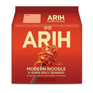 ARIH 모던누들 130g 4개입 1팩 K-슈퍼 스파이시 참깨 ARIH Modern Noodles, Western-Korean Fusion Soup-Less Noodles, K-S