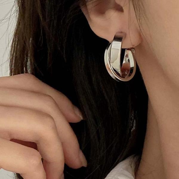 은귀걸이 여자 메탈 기하학 원형 후프 펑크 실버 컬러 트위스트 모양 드롭 패션 쥬얼리 선물