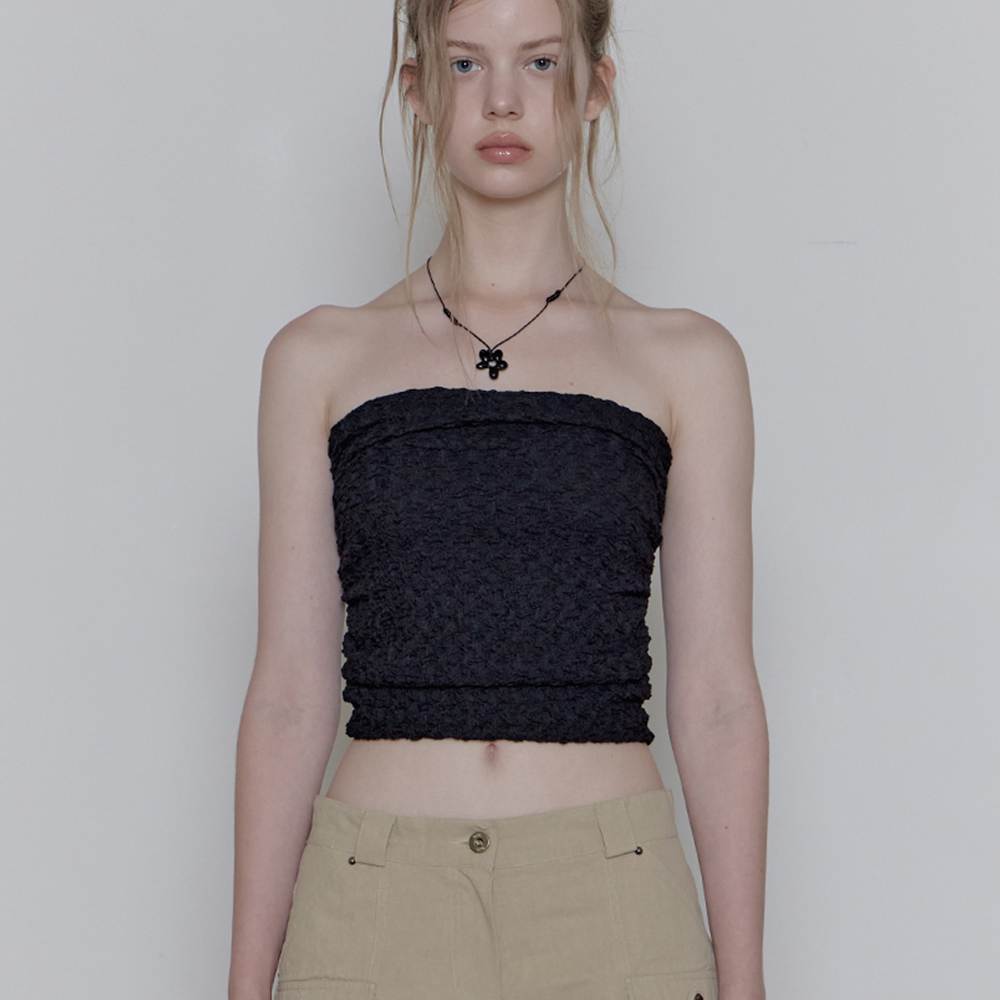 [더엔엘] Smoke shirring tube top - [Black]