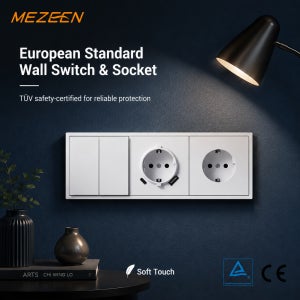 MEZEEN TUV 인증 유럽형 독일식 16A 벽 콘센트 250V~ 벽 스위치 화이트 플라스틱 프레임 전기 소켓