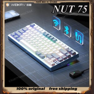 세일즈 WEIKAV Nut75 기계식 키보드 알루미늄 합금 트리플 모드 블루투스 무선 8000Hz 게이밍 키보드 10000mah/5000MAH