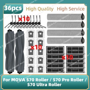 MOVA S70 롤러 / S70 Pro 롤러 / S70 Ultra 롤러 호환 – 진공청소기 교체 부품: 메인 브러시, 사이드 브러시, 필터, 걸레, 먼지 봉투