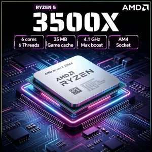 7NM 저전력 AMD Ryzen 5 3500X 3.6GHz 6코어 6스레드 65W 32M L3 100-000000158 AM4 칩 소매 패키지 없음