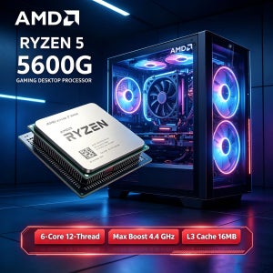 AMD 라이젠 5 5600G 6코어 12스레드 데스크탑 프로세서 (라데온 그래픽 내장, 소켓 AM4, 16MB L3 캐시, 65W TDP)