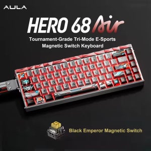 AULA HERO68 Air 3모드 무선 자기 스위치 게이밍 기계식 키보드 핫스왑 RGB 8KHz 폴링 레이트 0.005mm RT 낮은 대기 시간