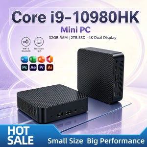 인텔 코어 i9 10980HK 2026 미니 PC 8코어 16스레드 2.4~5.3GHz 16GB DDR4 M.2 NVMe SSD 3x4K@60Hz WiFi6 저소음 냉각 데스크탑 