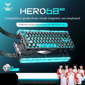 AULA HERO68 XS 마그네틱 게이밍 키보드 3가지 모드 0.005mm 듀얼 8K 폴링 RGB 백라이트 FPS e스포츠 게이머용 컴팩트 키보드