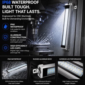24V/220V CNC LED 작업등 IP67 방수 기계 공작등 알루미늄 합금 산업용 기계 튜브 조명 작업장 램프