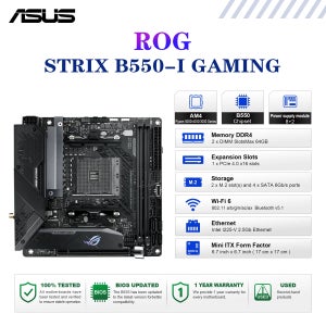 ASUS ROG STRIX B550-I 게이밍 마더보드 소켓 AM4 CPU DDR4 5100(O.C) 메모리 칩셋 B550 미니 ITX 메인보드