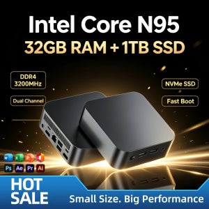 휴대용 미니 PC 2026 인텔 코어 N95 4C4T 3.4GHz 16GB DDR4 M.2 NVMe SSD 트리플 4K WiFi6 저소음 쿨링 오피스 홈 프로