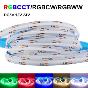 COB LED 스트립 RGB RGBW RGBWW RGBCCT 유연한 리본 LED 테이프, 840 784 576LED/M 고휘도 FOB LED 조명, 5V, 12V, 24V