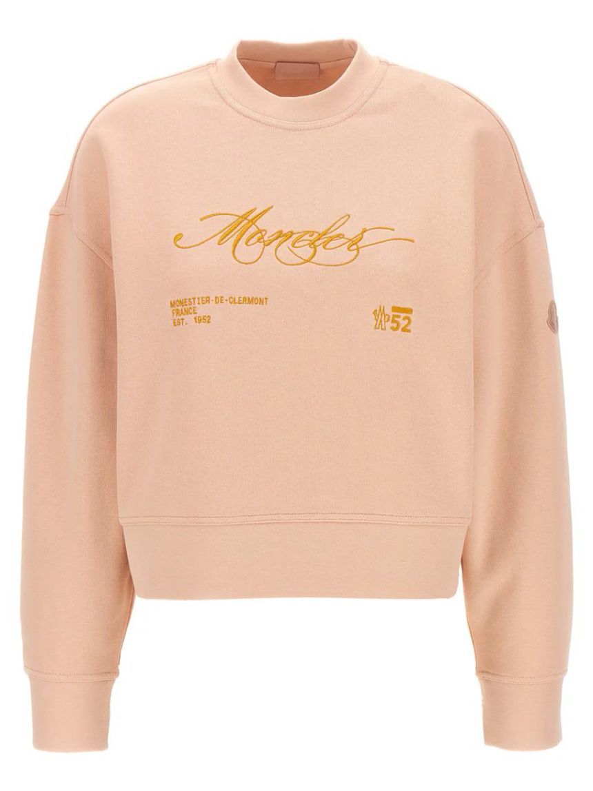 몽클레르 로고 자수 크루넥 스웨트셔츠 핑크 K20938G00007899V4 519 25FW Embroidery 스웨트 셔츠 K20938G00007899V4519 142162421