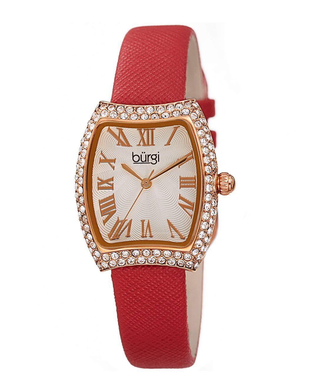 Burgi 레드 가죽 스트랩 쿼츠 여성 시계 Women s Watch 133167758 25223911