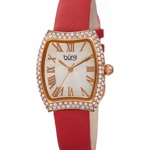 Burgi 레드 가죽 스트랩 쿼츠 여성 시계 Women s Watch 133167758 25223911