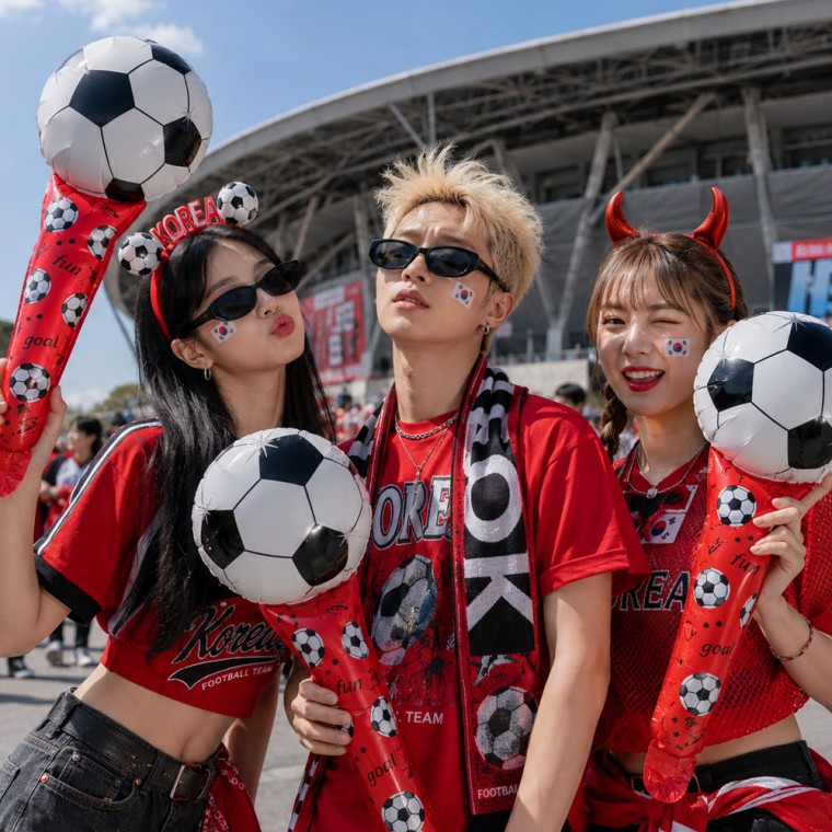 [큰손할인] 축구풍선스틱 월드컵 아시안게임 피파 굿즈 축덕 경기 응원 소품 붉은악마 체육대회 치어리딩  1개  5p