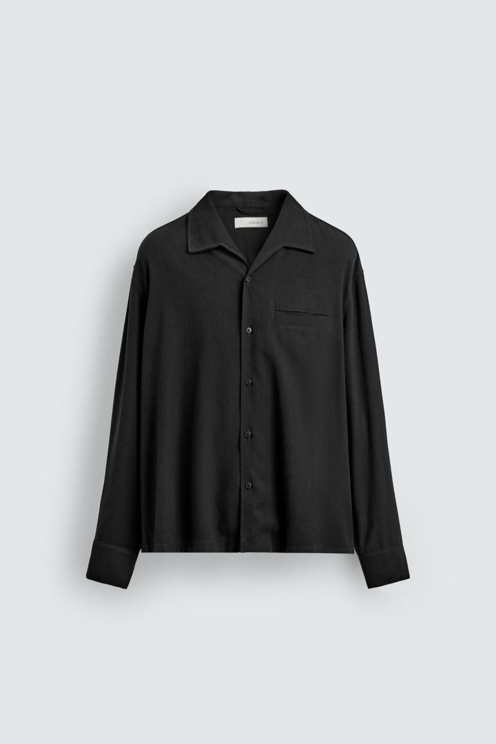 자라 블랙 릴렉스핏 남성 긴팔 셔츠 0122/234/800 BLACK