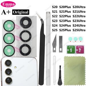 삼성 S25 S24 울트라 S23 S22 S21 S20 플러스용 오리지널 카메라 글라스 1세트 (접착제 포함 카메라 렌즈 수리 도구 및 클리닝 포함)