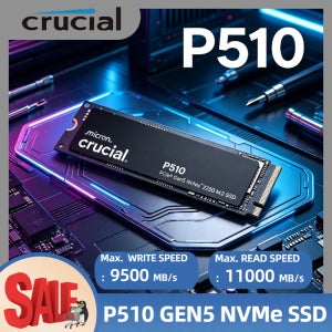 크루셜 P510 1TB PCIe 5.0 NVMe M.2 SSD 11000 읽기 속도 9500 쓰기 속도 P3 Plus에서 업그레이드된 PS5 콘솔용 고성능 TBW 3D NAND 고