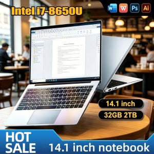 14.1인치 울트라 슬림 노트북 인텔 코어 i7 8650U 4C8T 1.9 4.2GHz 32GB 램 2TB SSD 게이밍 PC 게이머용 사무용 1920x1080 HD 신제품