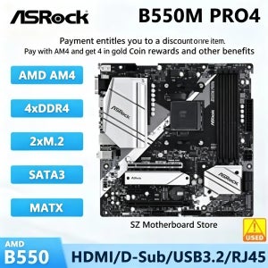 ASROCK B550M PRO4 메인보드 AMD B550 AM4 DDR4 128GB 지원 5600X 3700X 5950X 3600 CPU PCIe4.0 M.2 마이크로 ATX