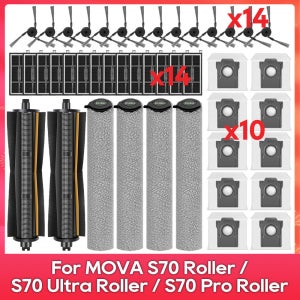 ( Mova S70 Roller / S70 Ultra Roller / S70 Pro Roller ) 호환 메인 브러시 Tricut 사이드 브러시 필터 롤러 물걸레 먼지 봉투 액세서