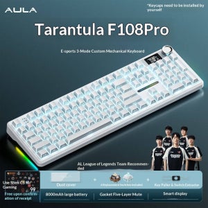 AULA F108 Pro 기계식 키보드 3가지 모드 무선 블루투스 Rgb 사이드 프린트 그라데이션 맞춤형 가스켓 게이밍 오피스