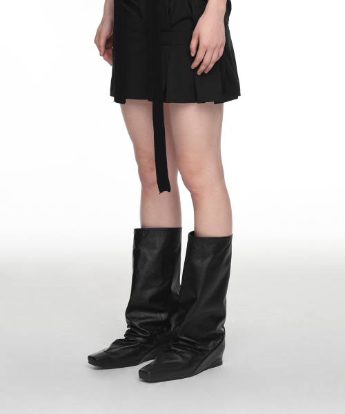 [나체] SQUARE TOE BOOTS LEATHER BLACK N2513SBO09LBK