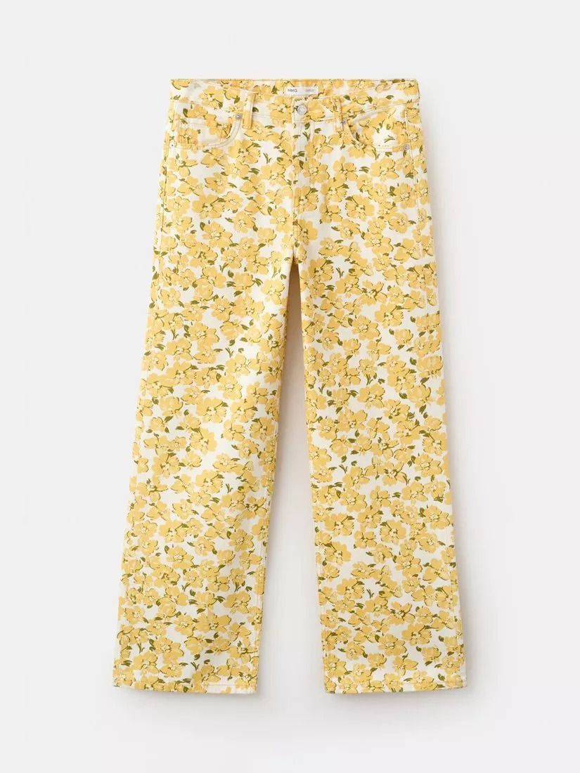 망고 여성 데님 바지 스트레이트 핏 옐로우 플로럴 플로랄 Straight Fit Floral Jeans, Yellow 115386749 157644152