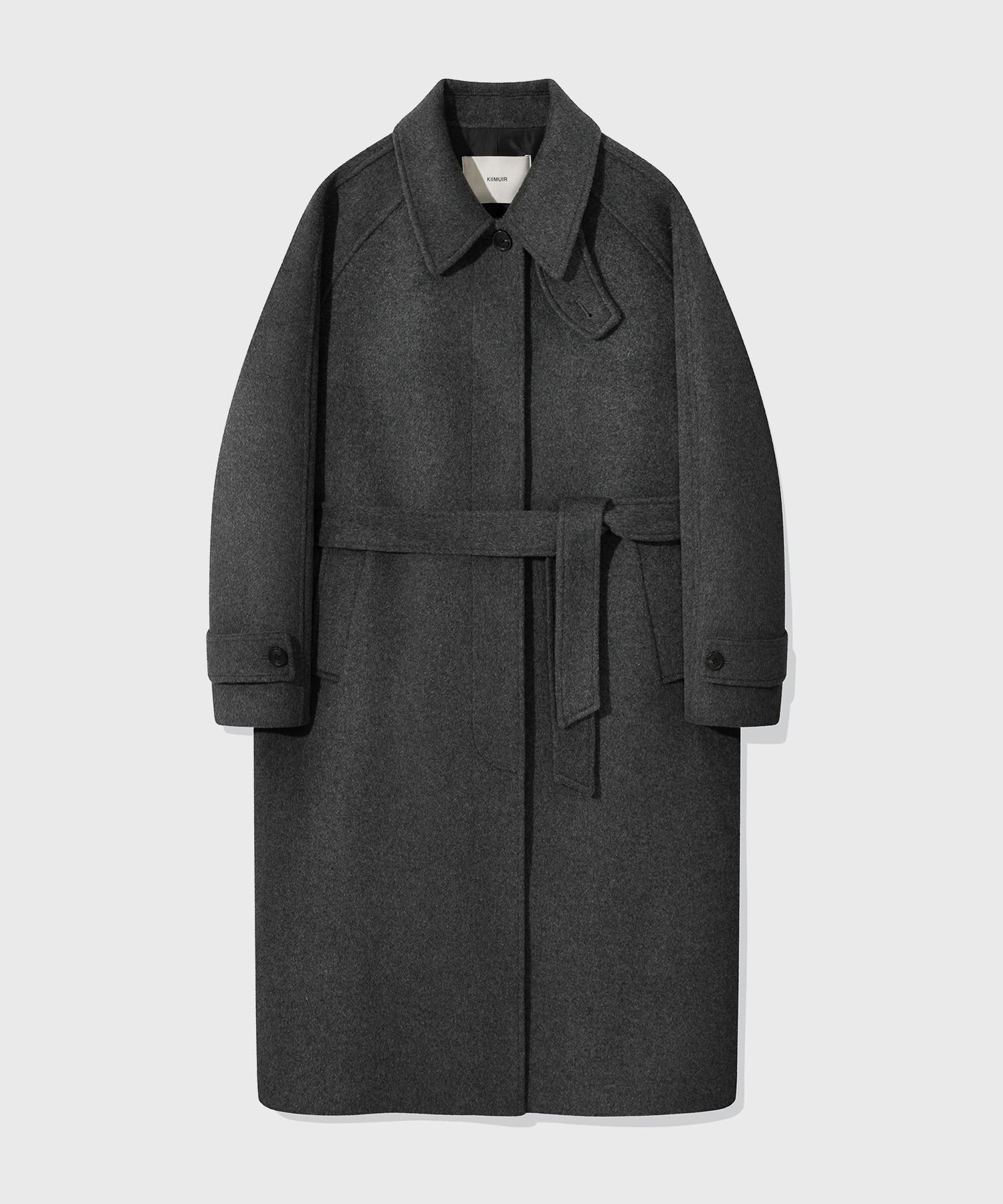 [Drape Wool] (우먼) 캐시미어블렌드 세미오버핏 발마칸 로브코트_챠콜