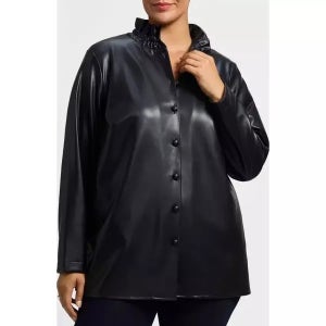 폭스croft 여성 가죽 자켓 Carolina Faux Leather Button-Up 셔츠 864414