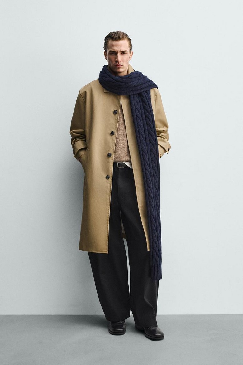 ZARA 자라 남성 트렌치코트 경량 패딩코트 울코트 코트 릴렉스핏 트렌치 - 베이지 185834 L