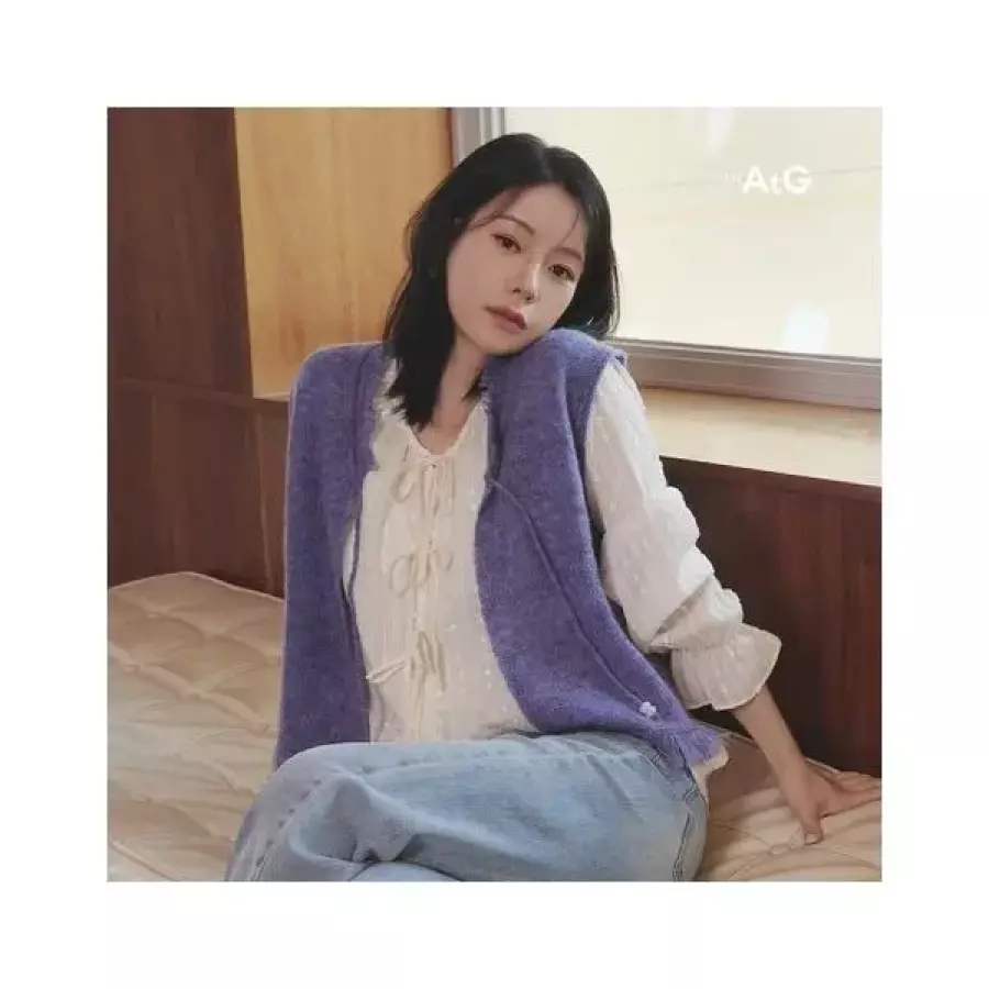 더엣지 일부컬러ONLY 프린지 오픈 니트 베스트 276427