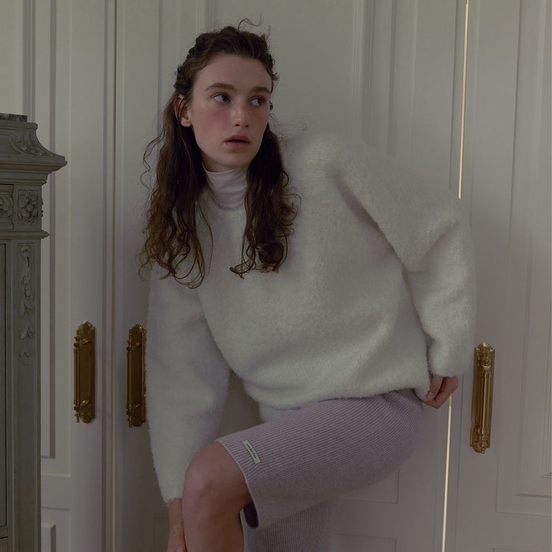 오버듀플레어 FURRY WOOL KNIT_IVORY