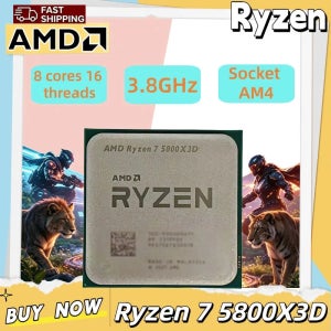AMD R7 5800X3D 라이젠 7 게이밍 프로세서 새로운 라이젠 5000 시리즈 5GHz 8코어 16스레드 CPU 프로세서 DDR4 96MB 105W 루즈 파이