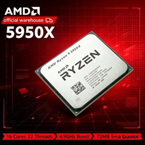 AMD 라이젠 9 5950X 라이젠 9 5000 시리즈 신형 버미어(젠 3) 16코어 3.4GHz 소켓 AM4 105W 소켓 AM4(쿨러 제외)