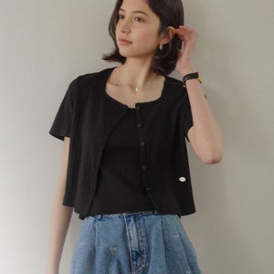 TILL I DIE Sleeveless set half sleeve eyelet cardigan_Bla 1263610
