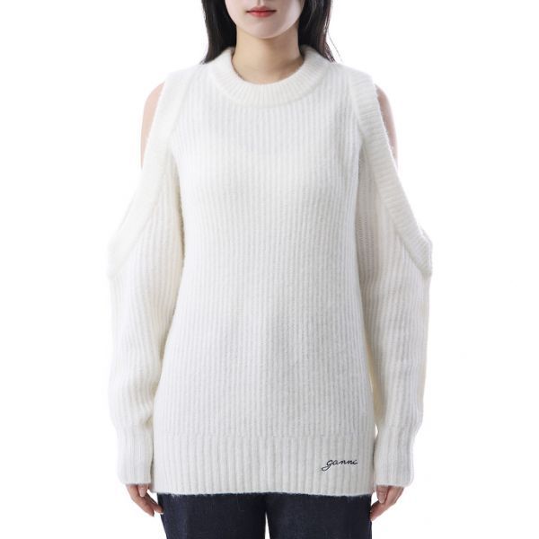 가니 청키 소프트 울 오픈 숄더 풀오버 스웨터 724266 C1782983506 CHUNKY SOFT WOOL OPEN SHOULDER PULLOVER K1925 157709640