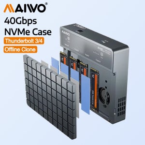 MAIWO 40Gbps M.2 NVMe SSD 인클로저 4베이 M.2 NVMe SSD 어댑터 (M.2 to Type-C 4.0 32TB 하드 드라이브 케이스) 오프라인 복제 지원