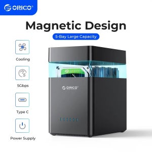 ORICO 5베이 DAS 3.5인치 하드 드라이브 인클로저 USB 3.0 - SATA 외장 하드 드라이브 인클로저 (3.5인치 HDD 인클로저, 마그네틱)