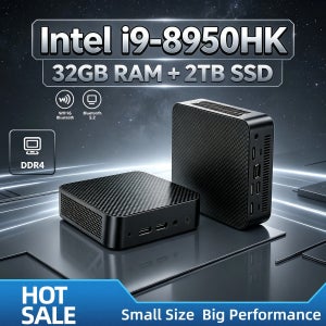 인텔 코어 i9 8950HK 미니 PC 6코어 12스레드 2.9~4.8GHz 12MB 45W 16GB DDR4 M.2 NVMe SSD 트리플 4K WiFi6 저소음 쿨링 데스크탑 