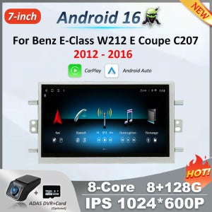 벤츠 E클래스 W212 E 쿠페 C207 2012-2016 안드로이드 16 카 GPS 네비게이션 플레이어 WIFI 카플레이 블루투스 구글 카 멀티미디어 스테레오 7인치