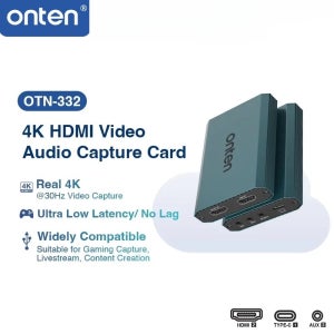 ONTEN 332 4K HDMI 비디오 캡처 카드 1080P60fps 초저지연 오디오 입출력 어댑터 (게임 콘솔, 카메라, 라이브 녹화용)