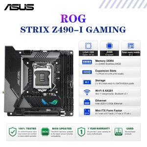 ASUS ROG STRIX Z490-I 게이밍 마더보드 소켓 LGA1200은 10번째 CPU DDR4 4800 메모리 칩셋 Z490 미니 ITX 메인보드를 지원합니다.