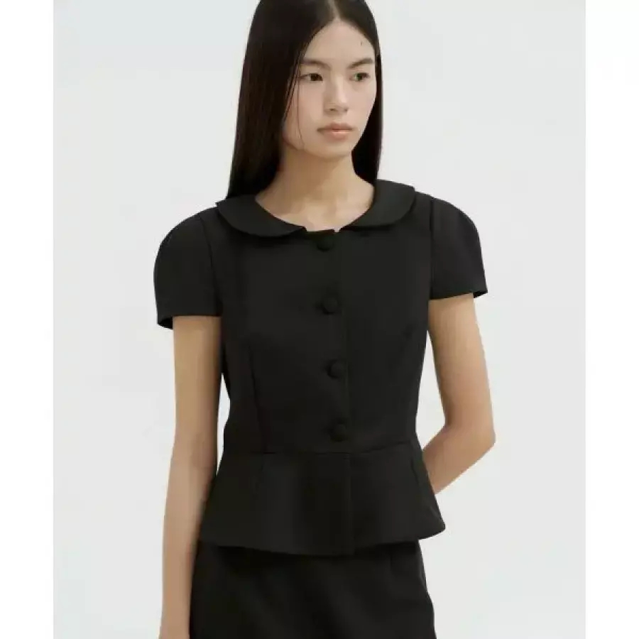 LUCIR ZU Round Collar Flare Jacket (black) 2341591