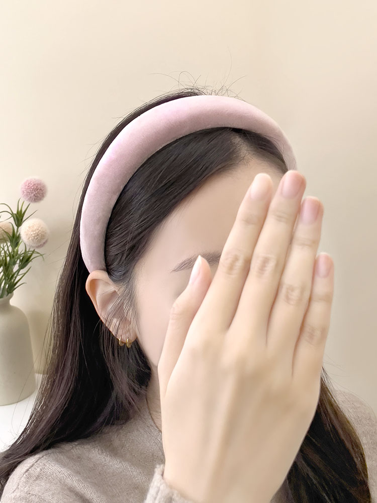 심플 통통 마일드 벨벳 편한 헤어밴드 핑크